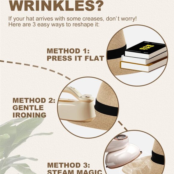 2XL/XL/L/M/S Womens Straw Hat,Wide Brim Sun Protection Beach Hats,UPF 50+ Floppy - Picture 4 of 7